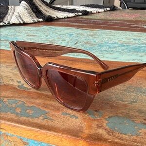 DIFF Amber Brown/Rose Pink Brown Square Sunglasses - Women